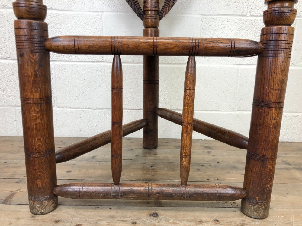 Antique Victorian Carved Oak Corner Chair View VII