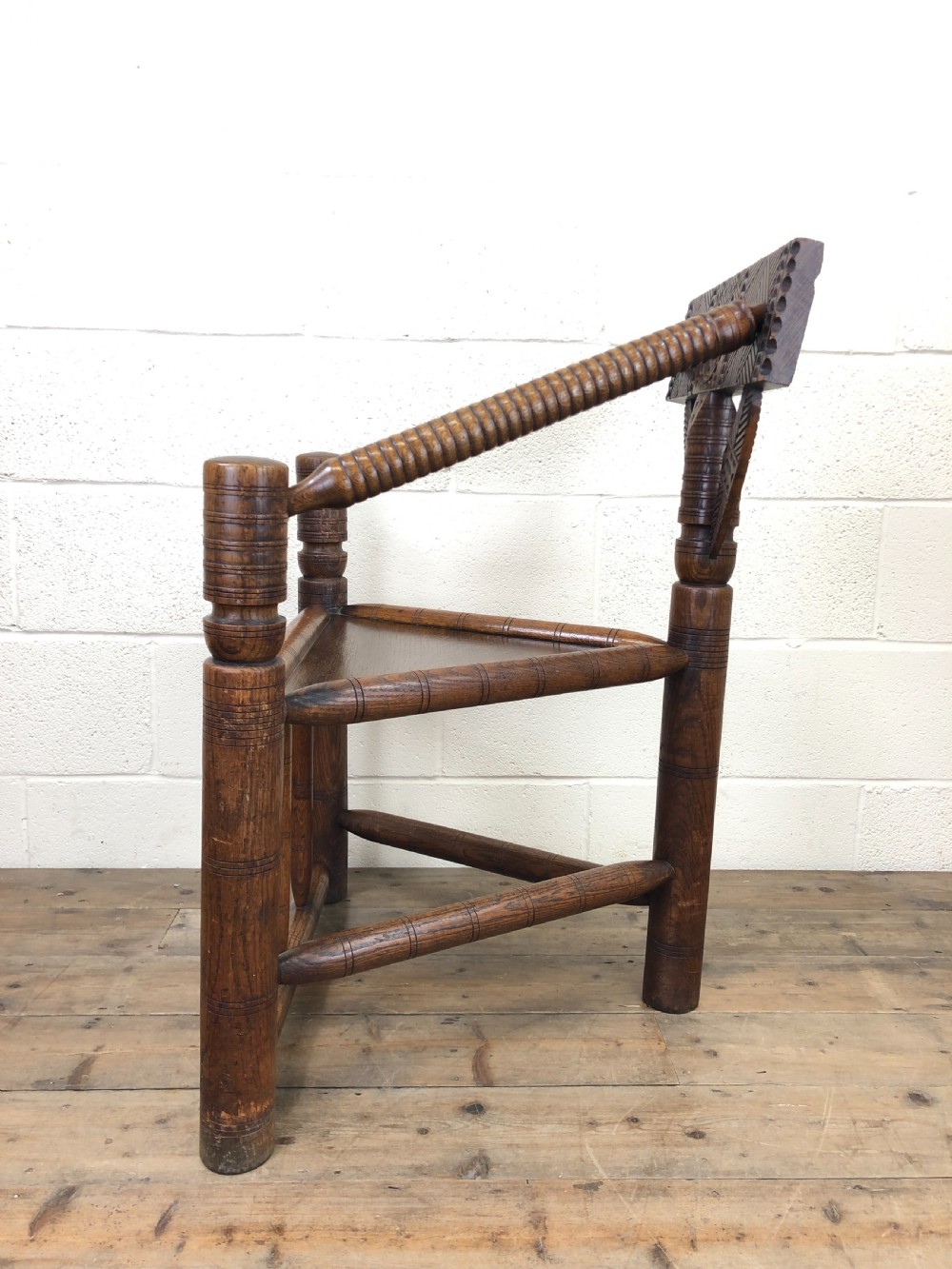 Antique Victorian Carved Oak Corner Chair View VIII
