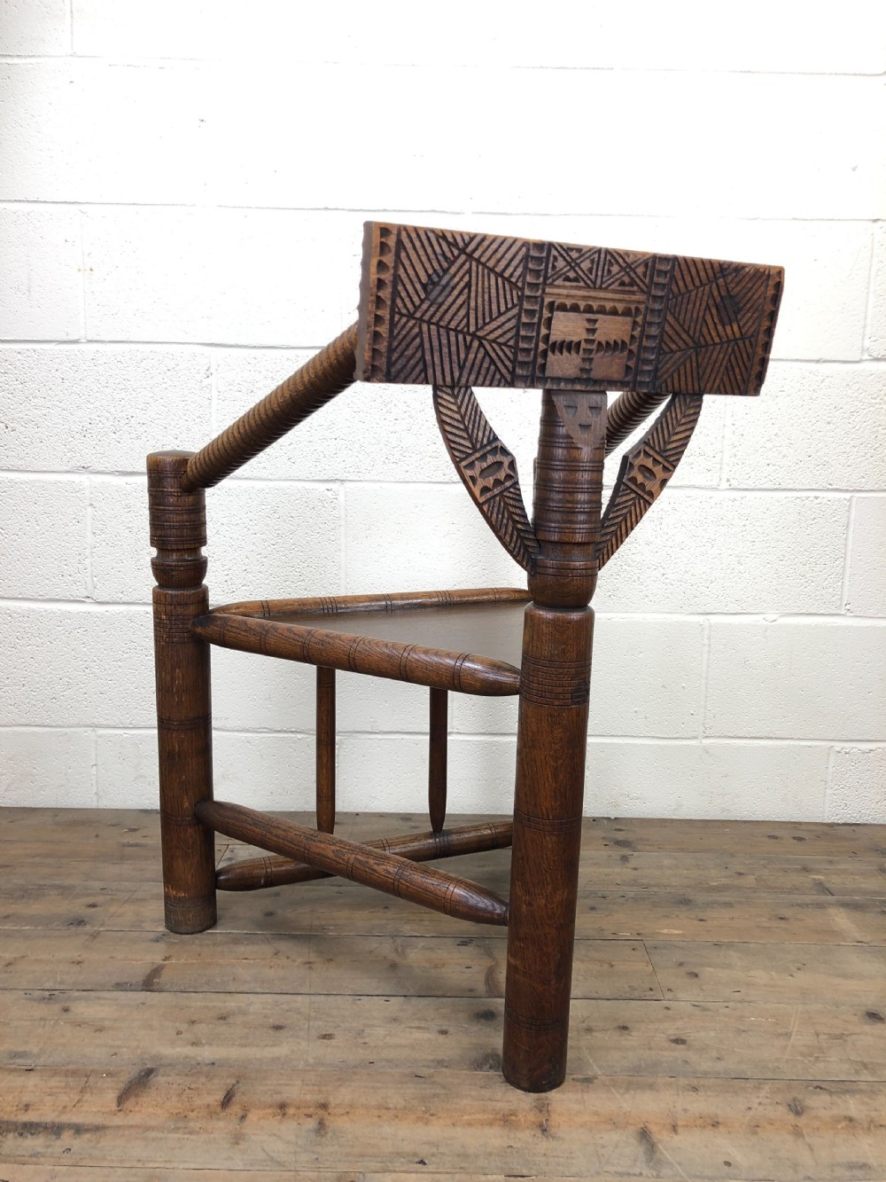 Antique Victorian Carved Oak Corner Chair View IX