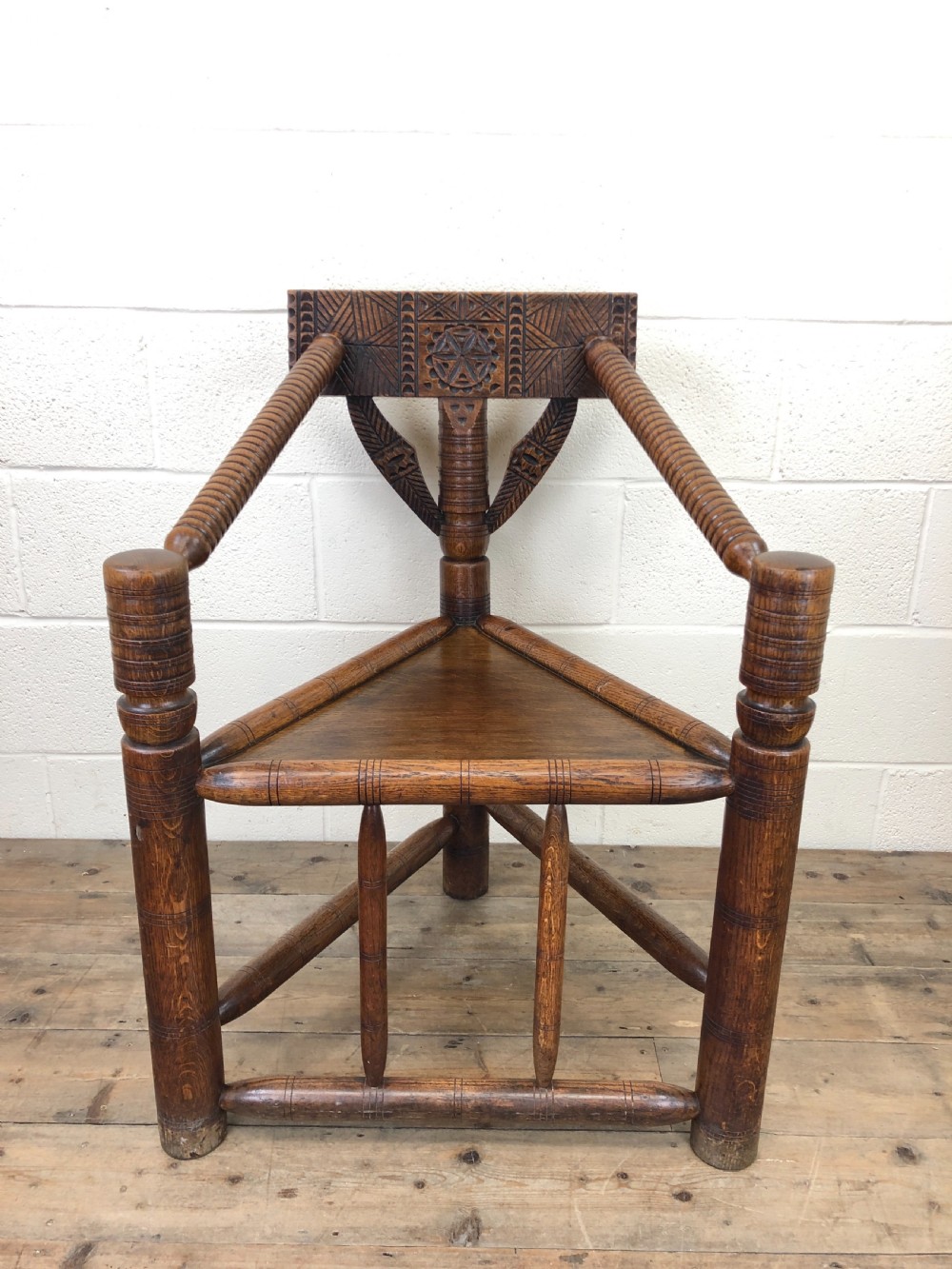 Antique Victorian Carved Oak Corner Chair View X