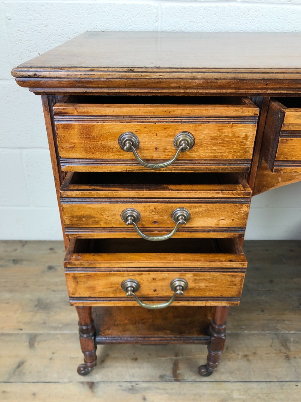 Antique Mahogany Kneehole Writing Desk View IV