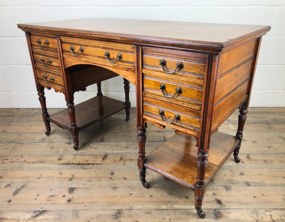 Antique Mahogany Kneehole Writing Desk View IX