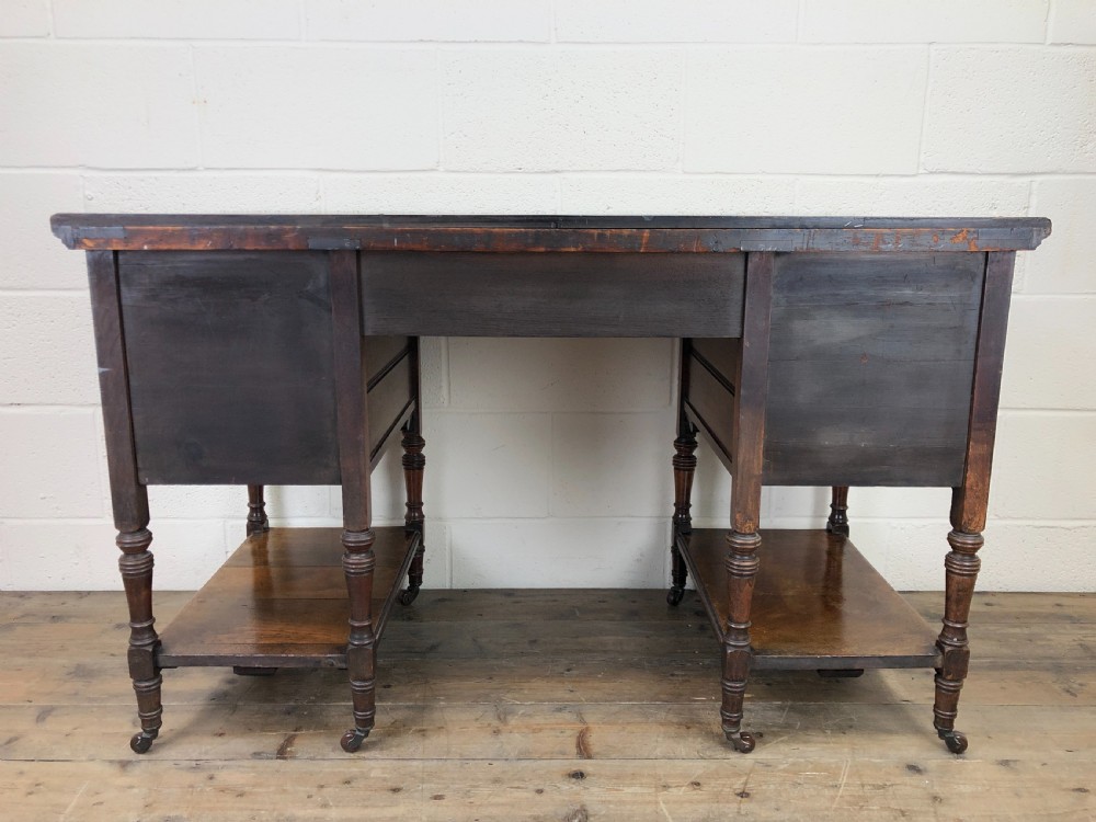 Antique Mahogany Kneehole Writing Desk View X