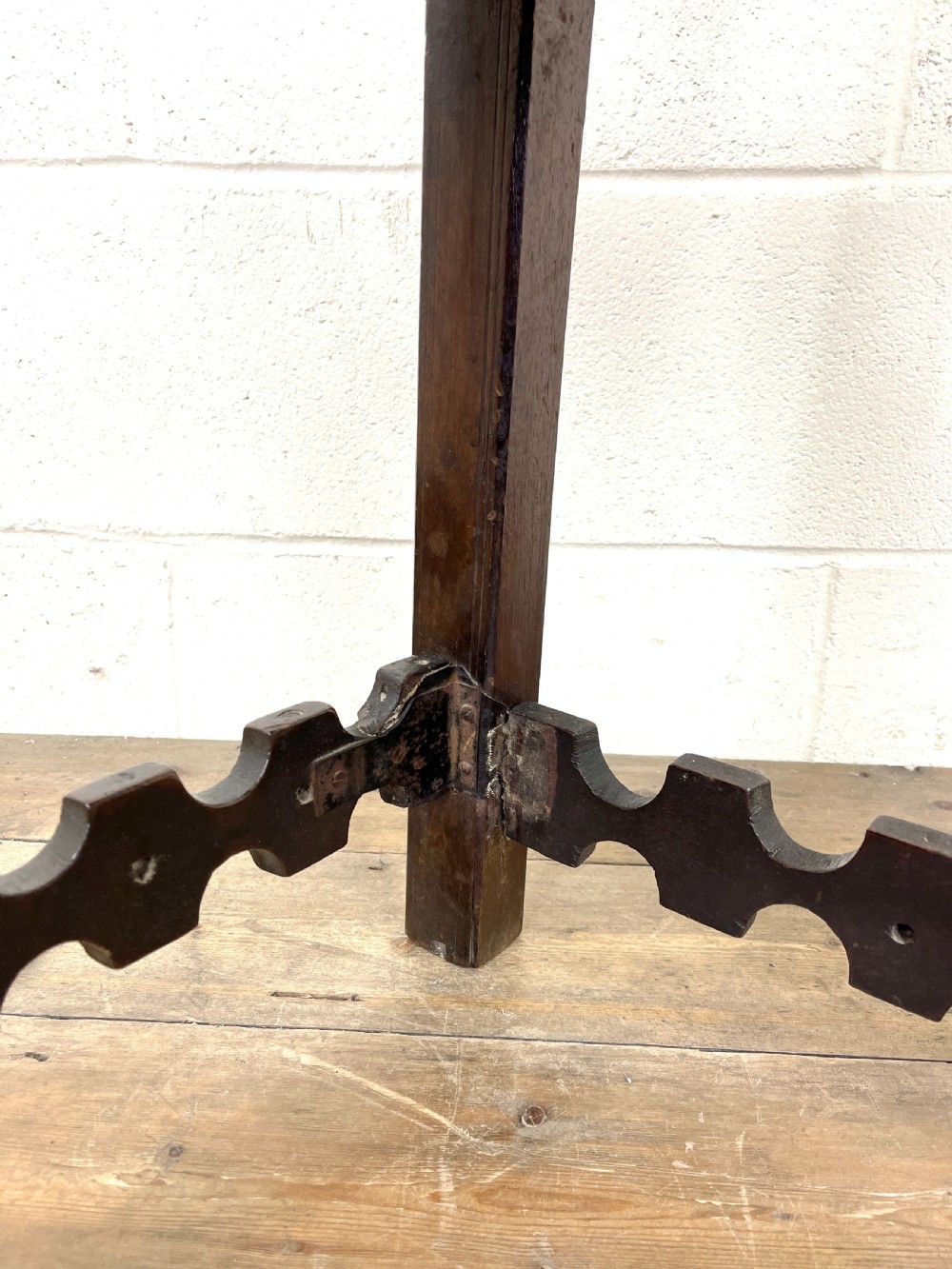 Antique Oak Chair with Leather Seat View X