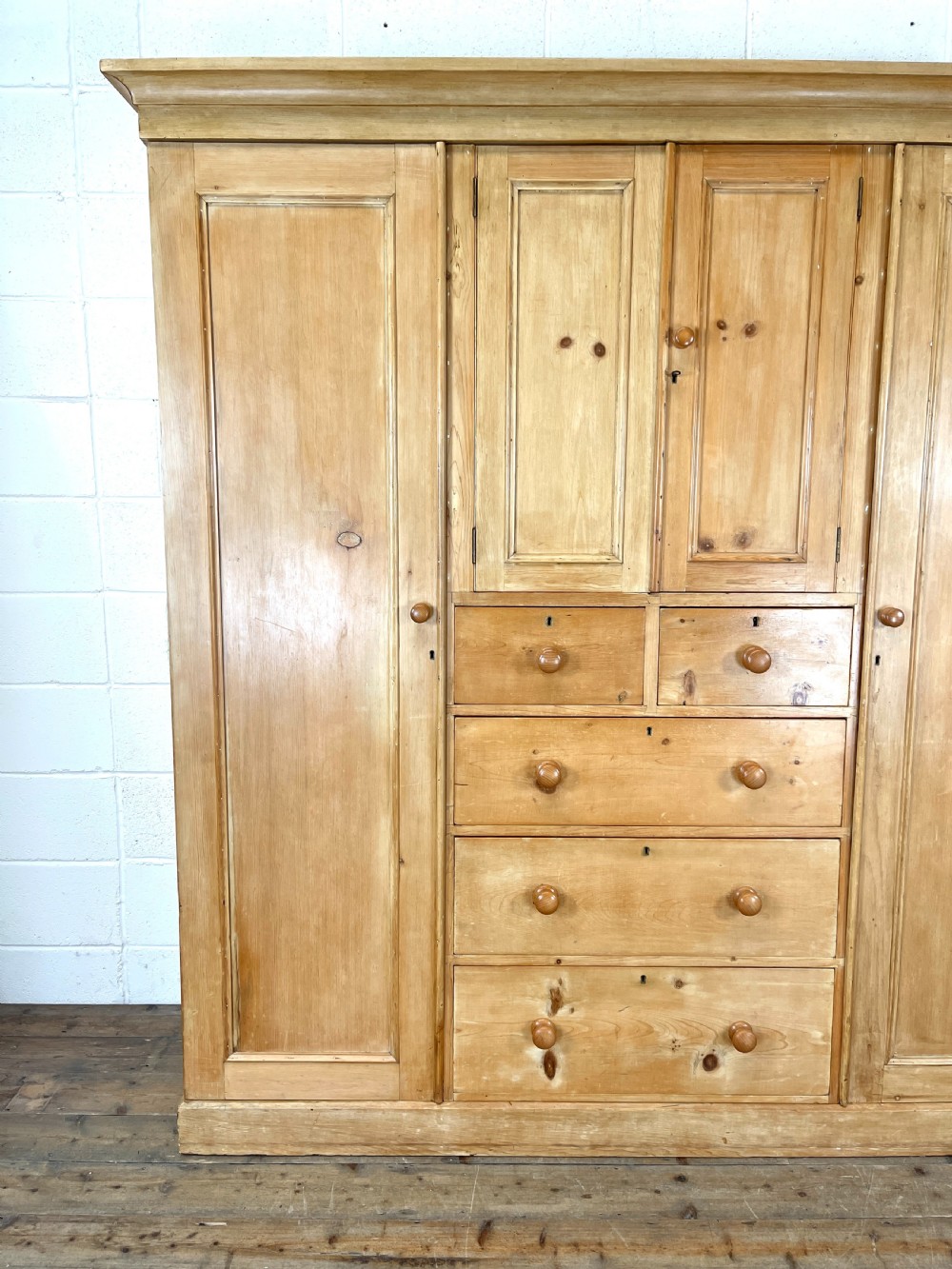 Large Antique Pine Compactum Wardrobe View II