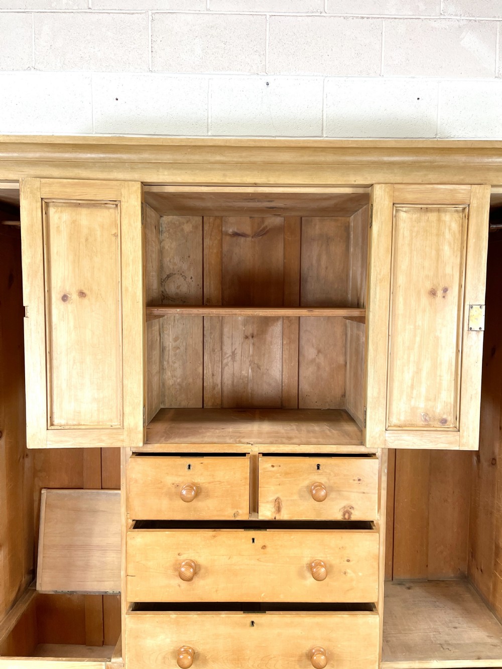 Large Antique Pine Compactum Wardrobe View V