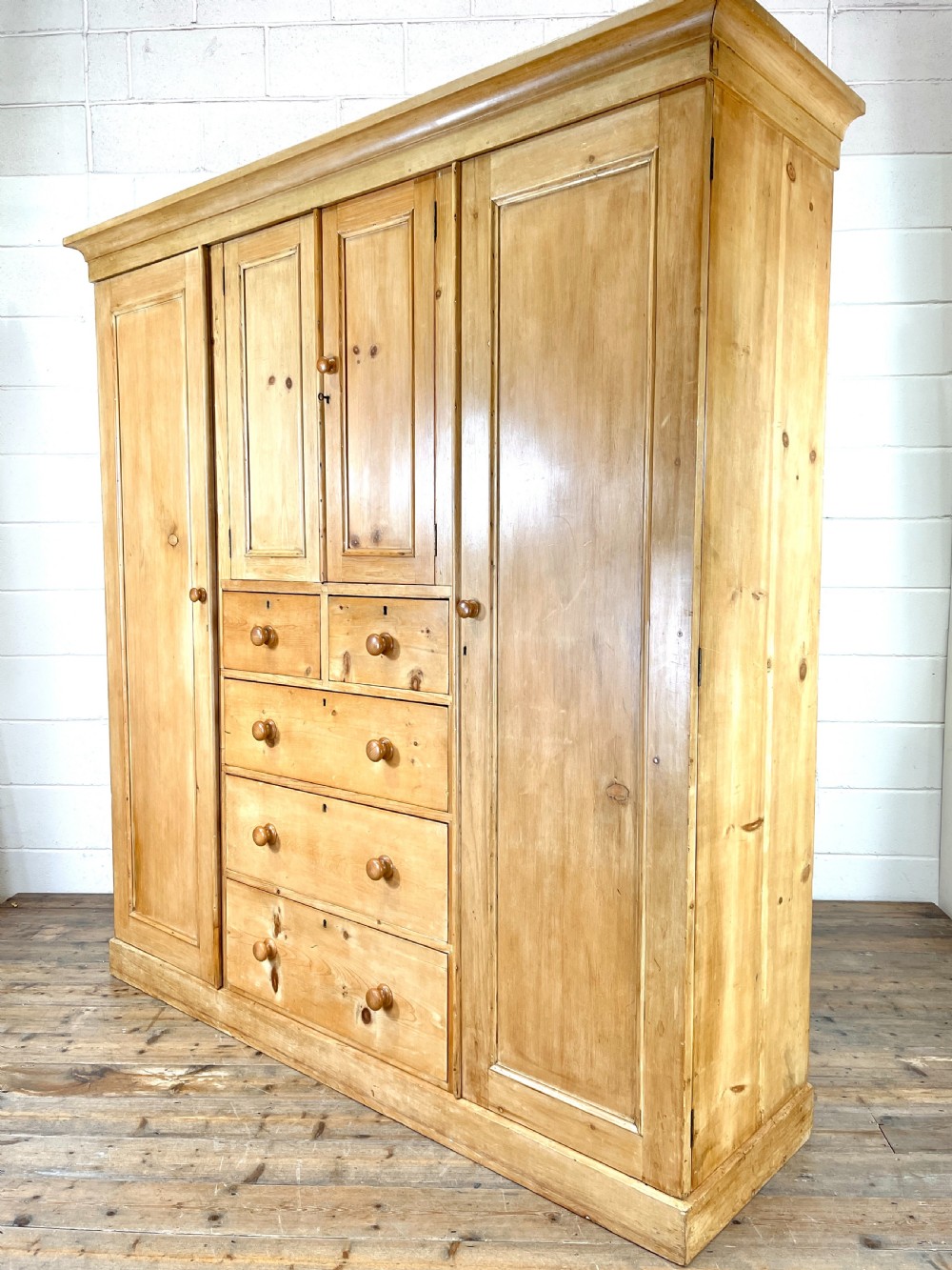 Large Antique Pine Compactum Wardrobe View X