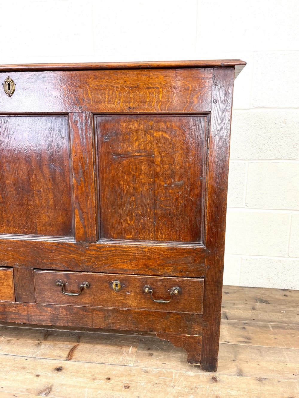 Large Antique Oak Mule Chest View V