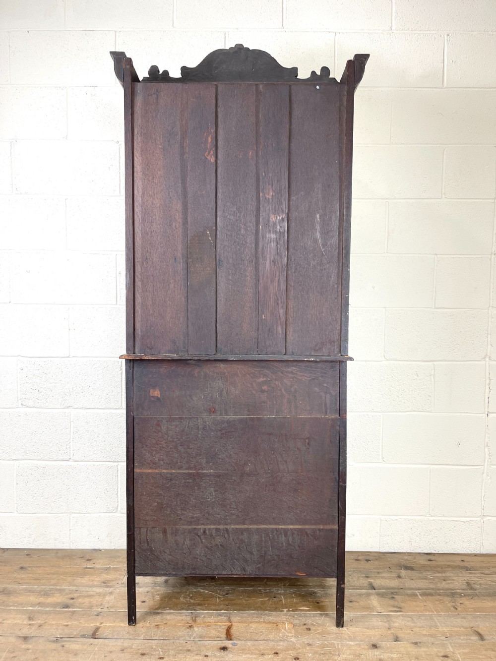 Antique Carved Oak Bureau Bookcase View XVI