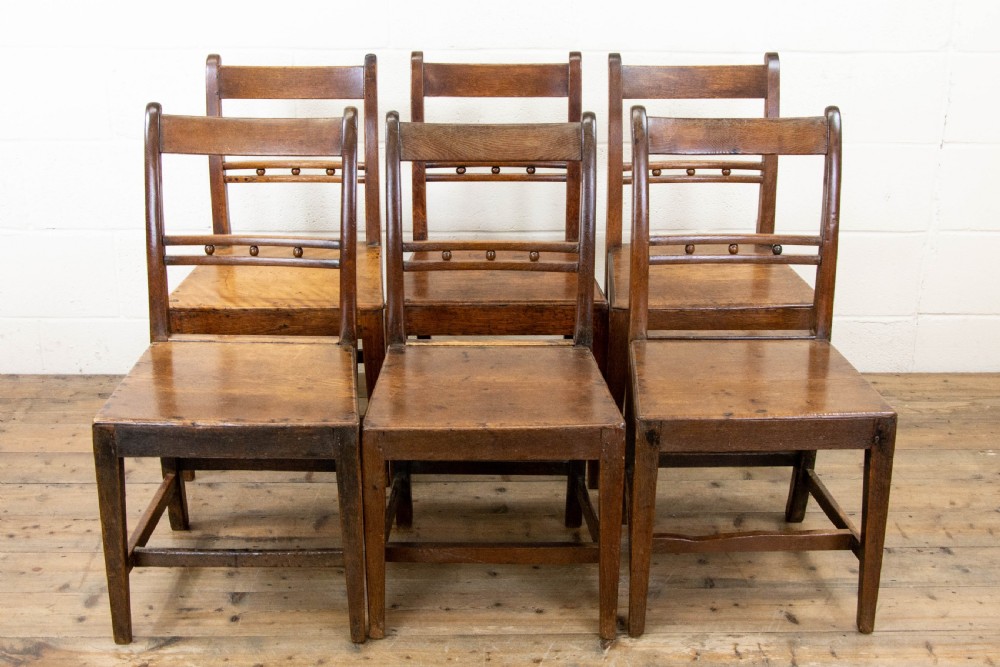 Set of Six Antique Oak Farmhouse Chairs  View III