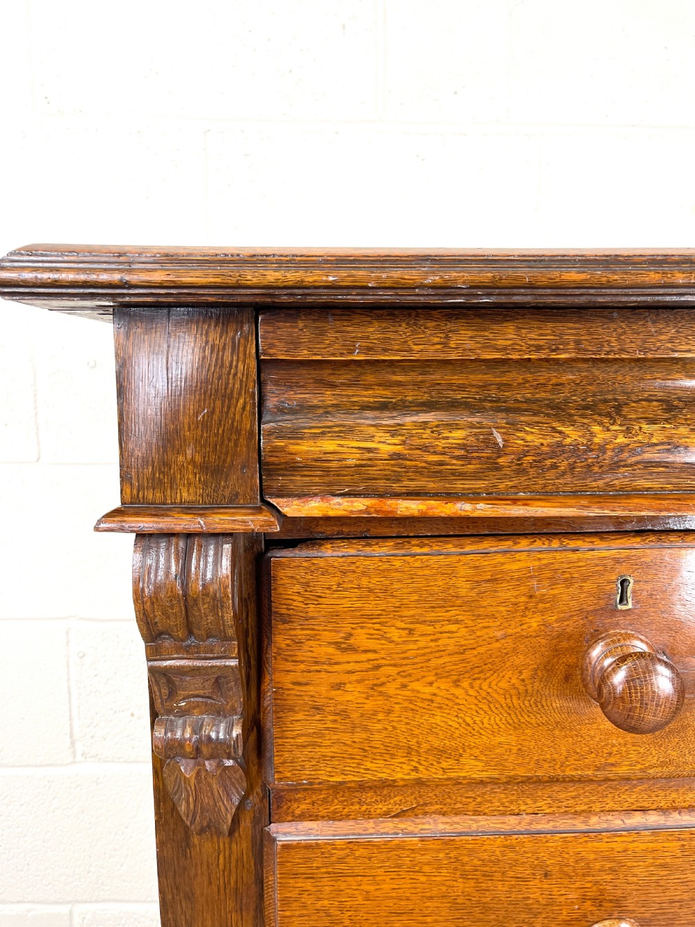 large Antique Oak Chest of Drawers View V