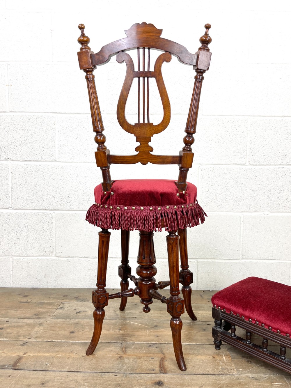 Antique Victorian Musician’s Stool and Footstool View IX