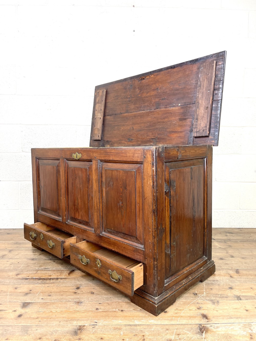 Small Antique Georgian Pine Mule Chest View VI