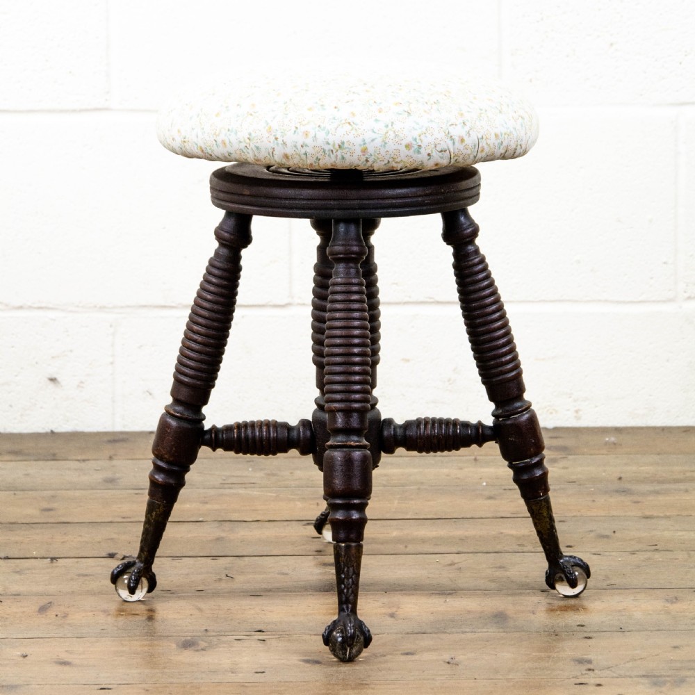 Edwardian Piano Stool with Glass Feet