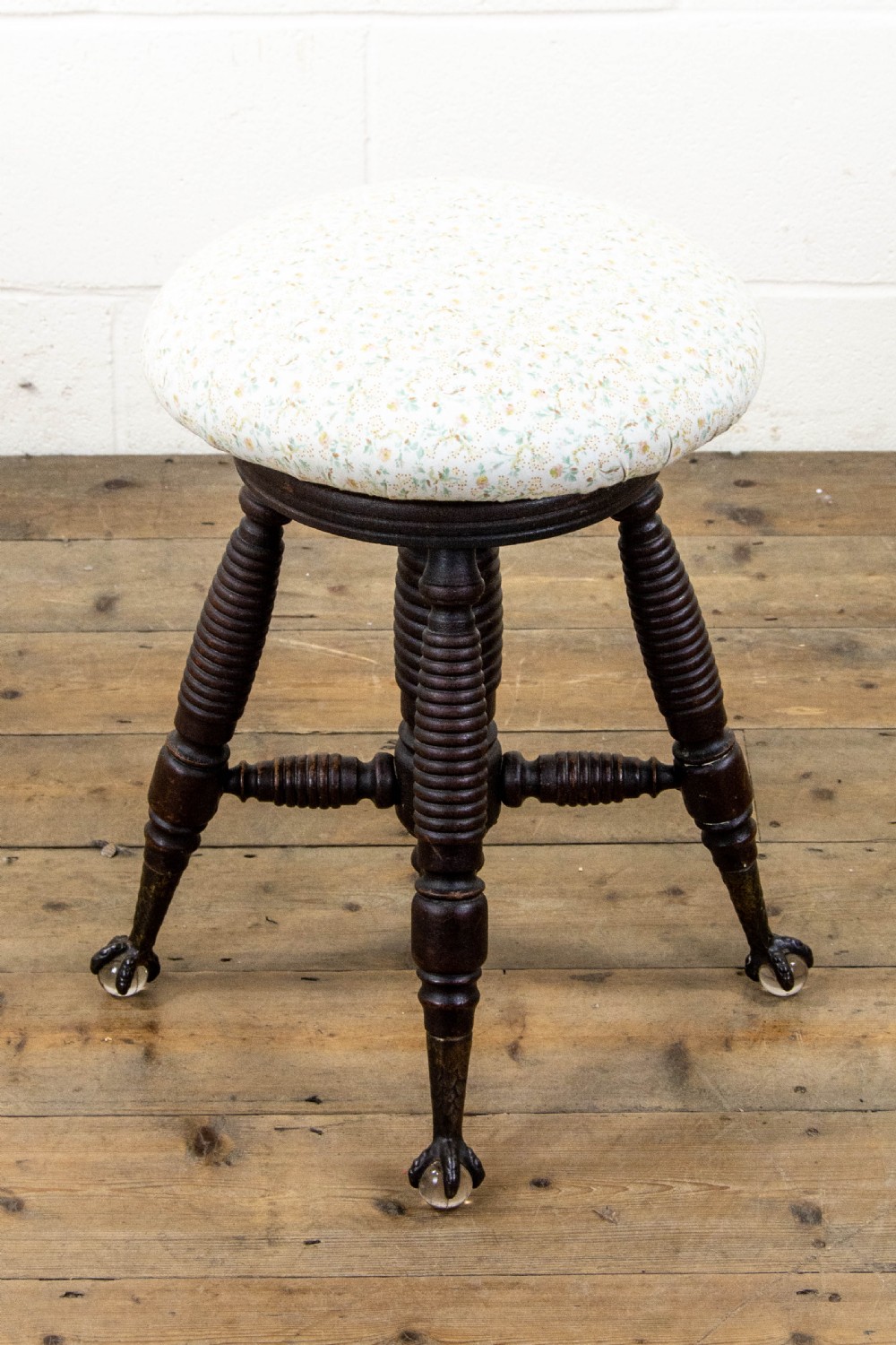 Edwardian Piano Stool with Glass Feet View II