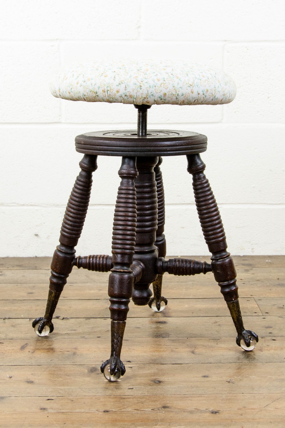 Edwardian Piano Stool with Glass Feet View V
