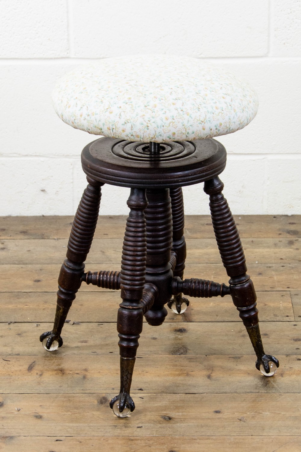 Edwardian Piano Stool with Glass Feet View VII
