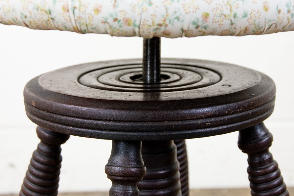 Edwardian Piano Stool with Glass Feet View VIII