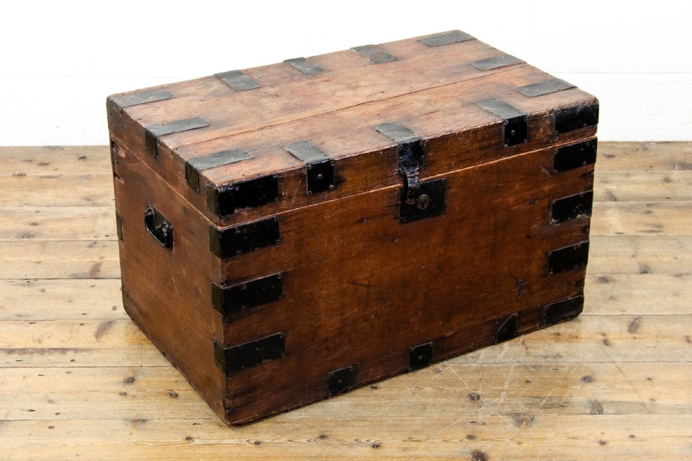 Rustic Antique Metal Bound Trunk View II