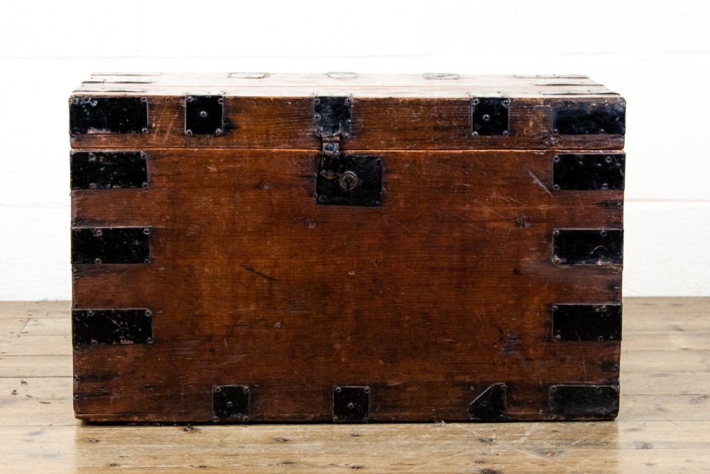 Rustic Antique Metal Bound Trunk View III