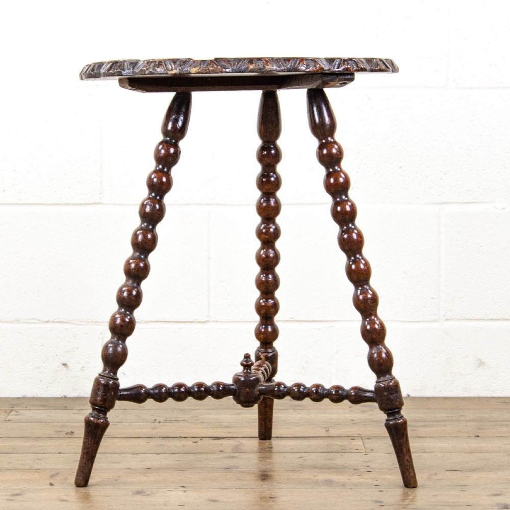 Antique Oak Side Table with Bobbin Turned Legs
