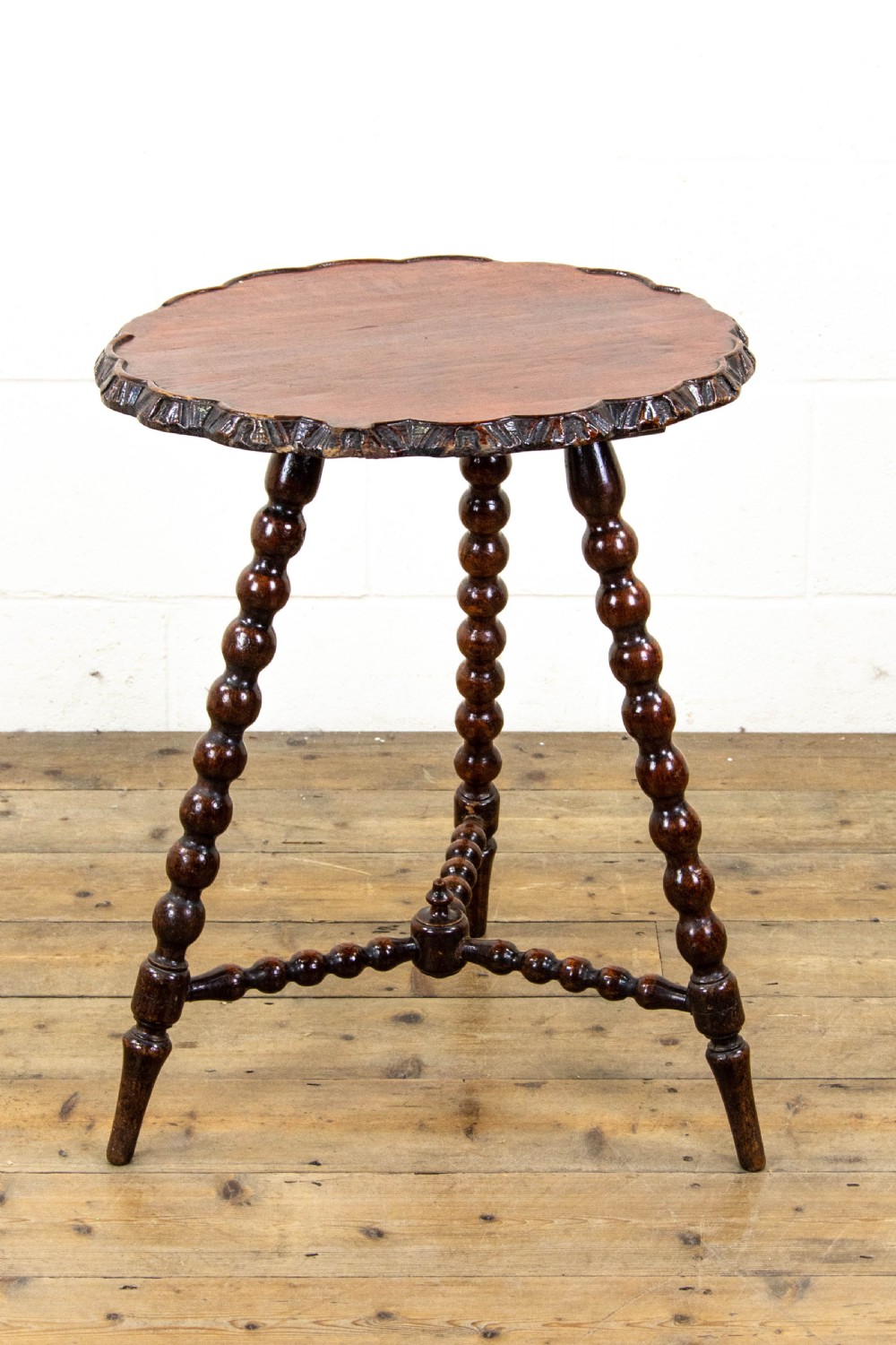 Antique Oak Side Table with Bobbin Turned Legs View II