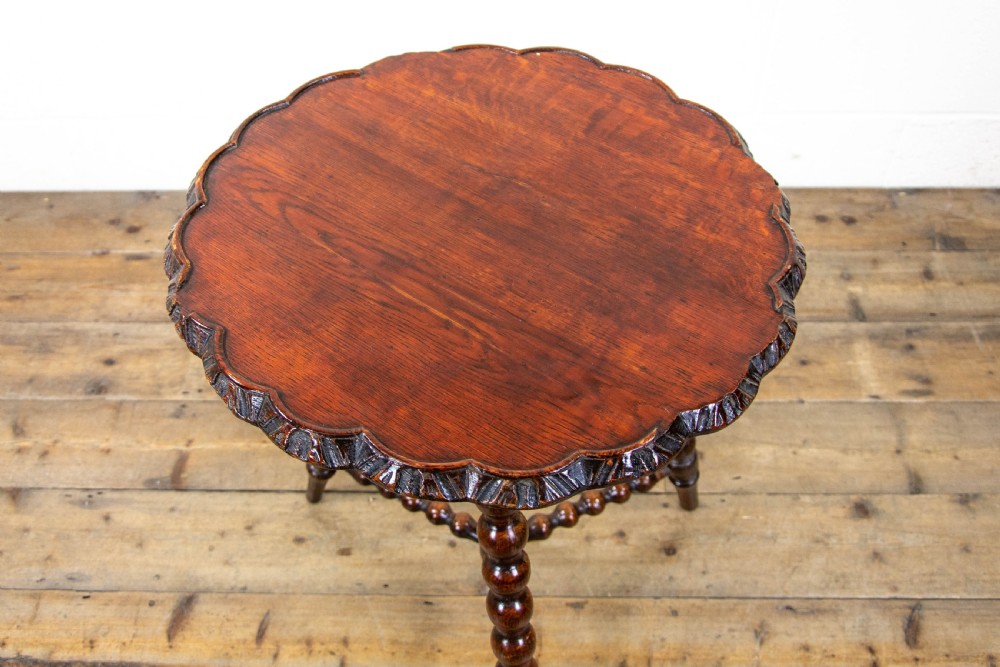 Antique Oak Side Table with Bobbin Turned Legs View IV