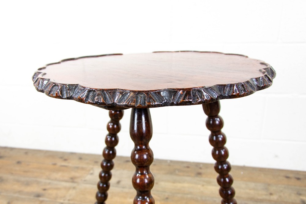 Antique Oak Side Table with Bobbin Turned Legs View V