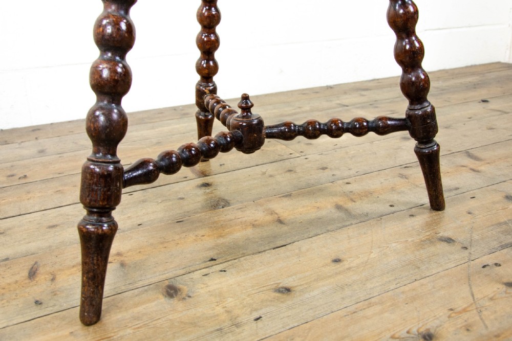 Antique Oak Side Table with Bobbin Turned Legs View VI