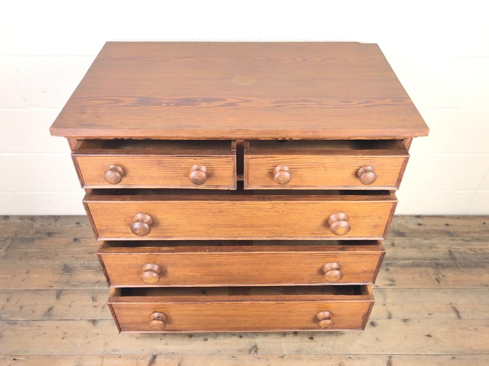 Antique Pitch Pine Chest of Drawers View III