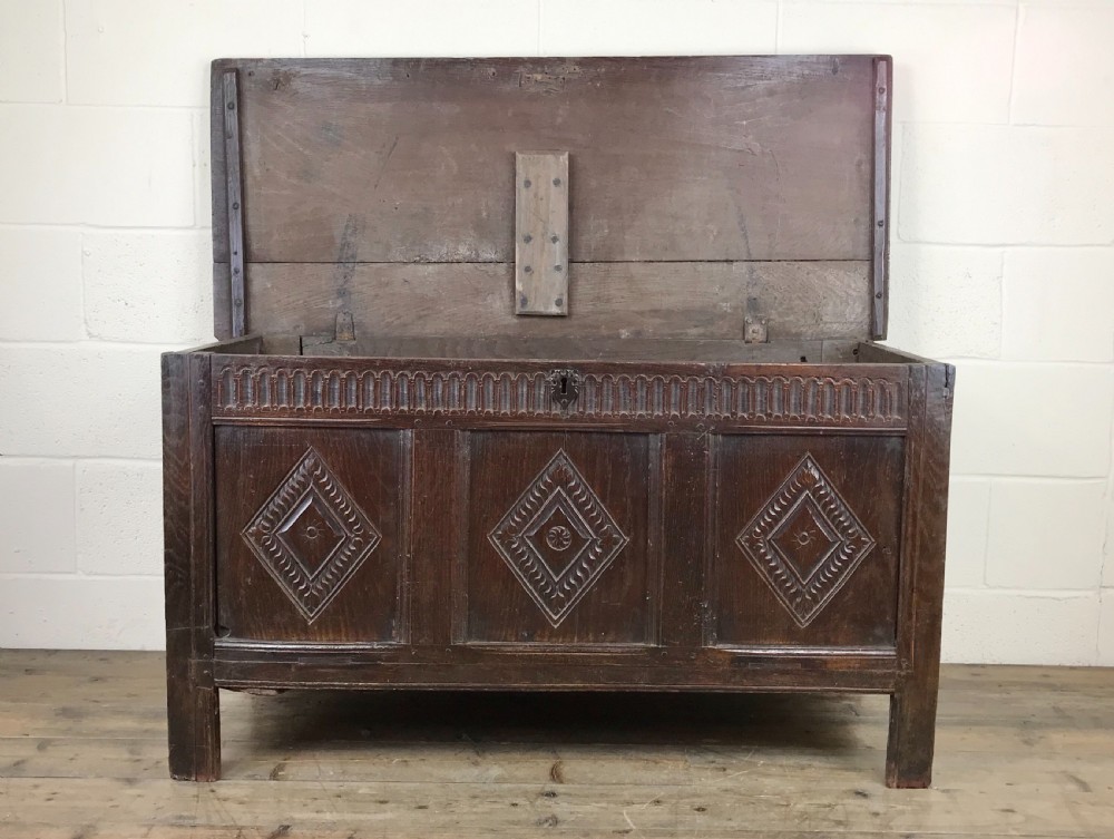 Antique 18th Century Carved Oak Coffer View IV