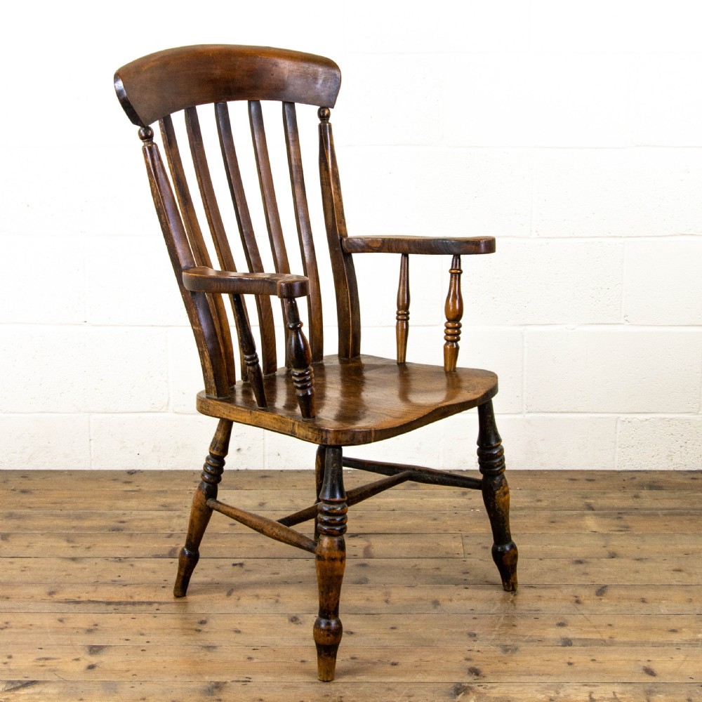Victorian Ash and Elm Slat Back Armchair