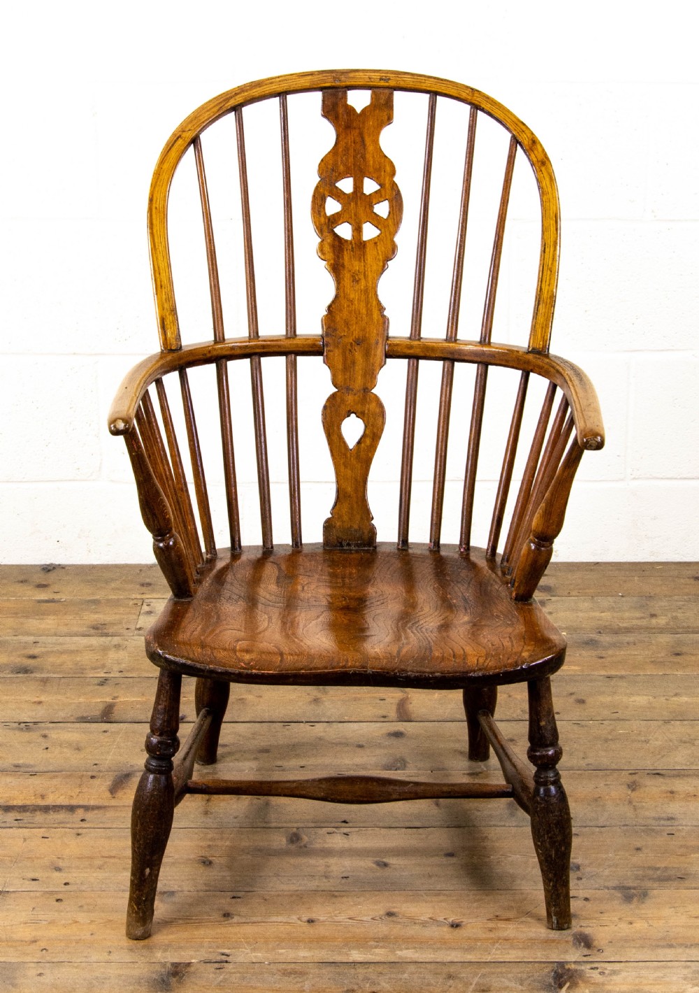 Antique Ash and Elm Wheel Back Windsor Armchair View III