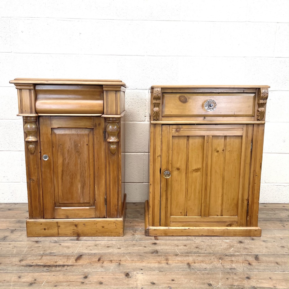 Antique Pine Bedside Cupboards