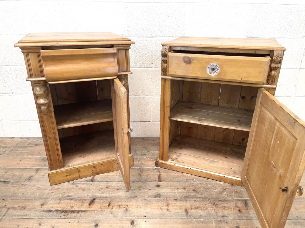 Antique Pine Bedside Cupboards View II