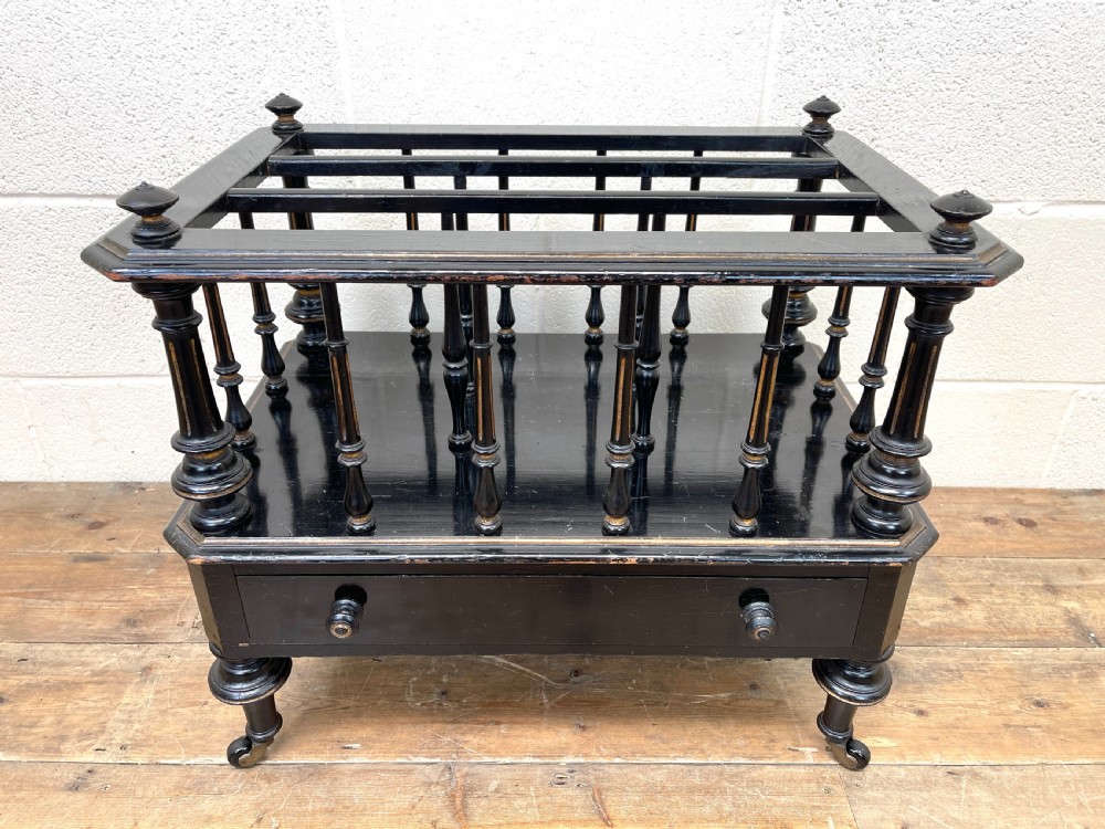 Antique Victorian Ebonised Magazine Rack View VII