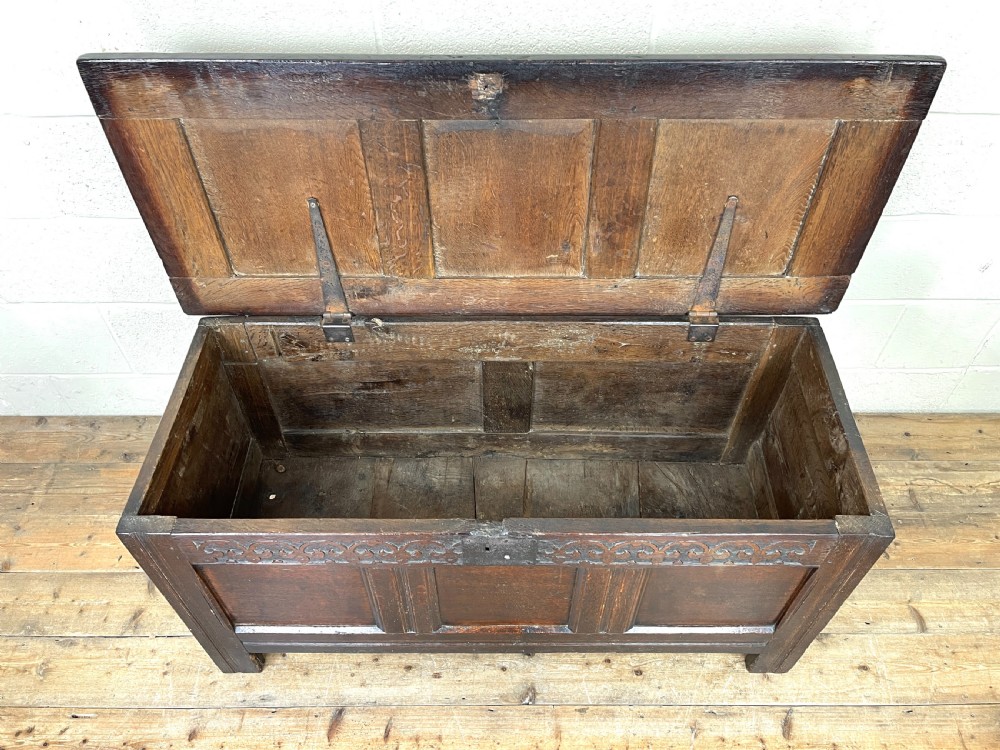 Antique Carved Oak Blanket Box View IV
