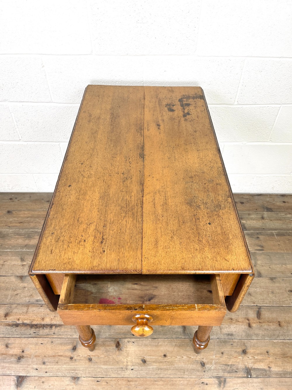 Antique Victorian Oak Drop-Leaf Table View II