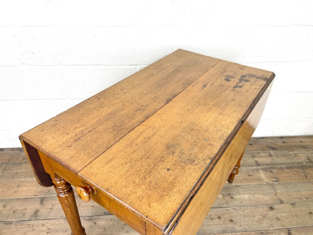 Antique Victorian Oak Drop-Leaf Table View VII