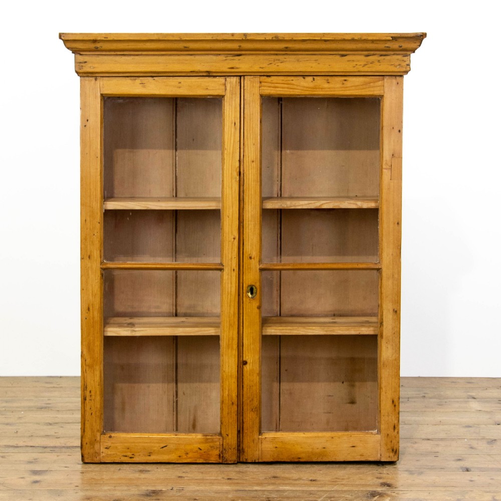Antique Pine Glazed Two Door Wall Cabinet