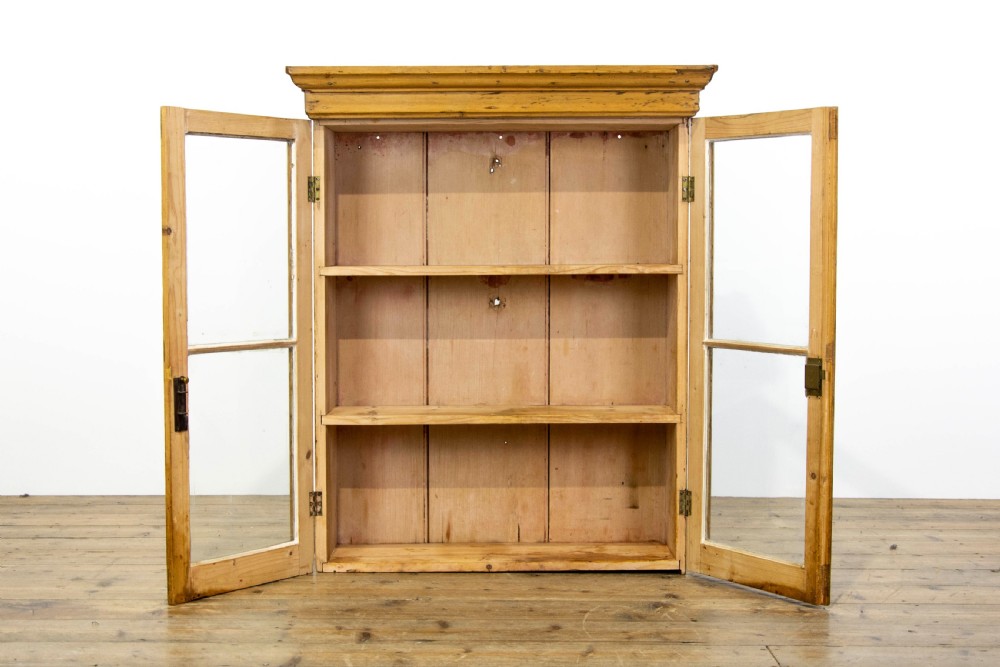 Antique Pine Glazed Two Door Wall Cabinet View IV