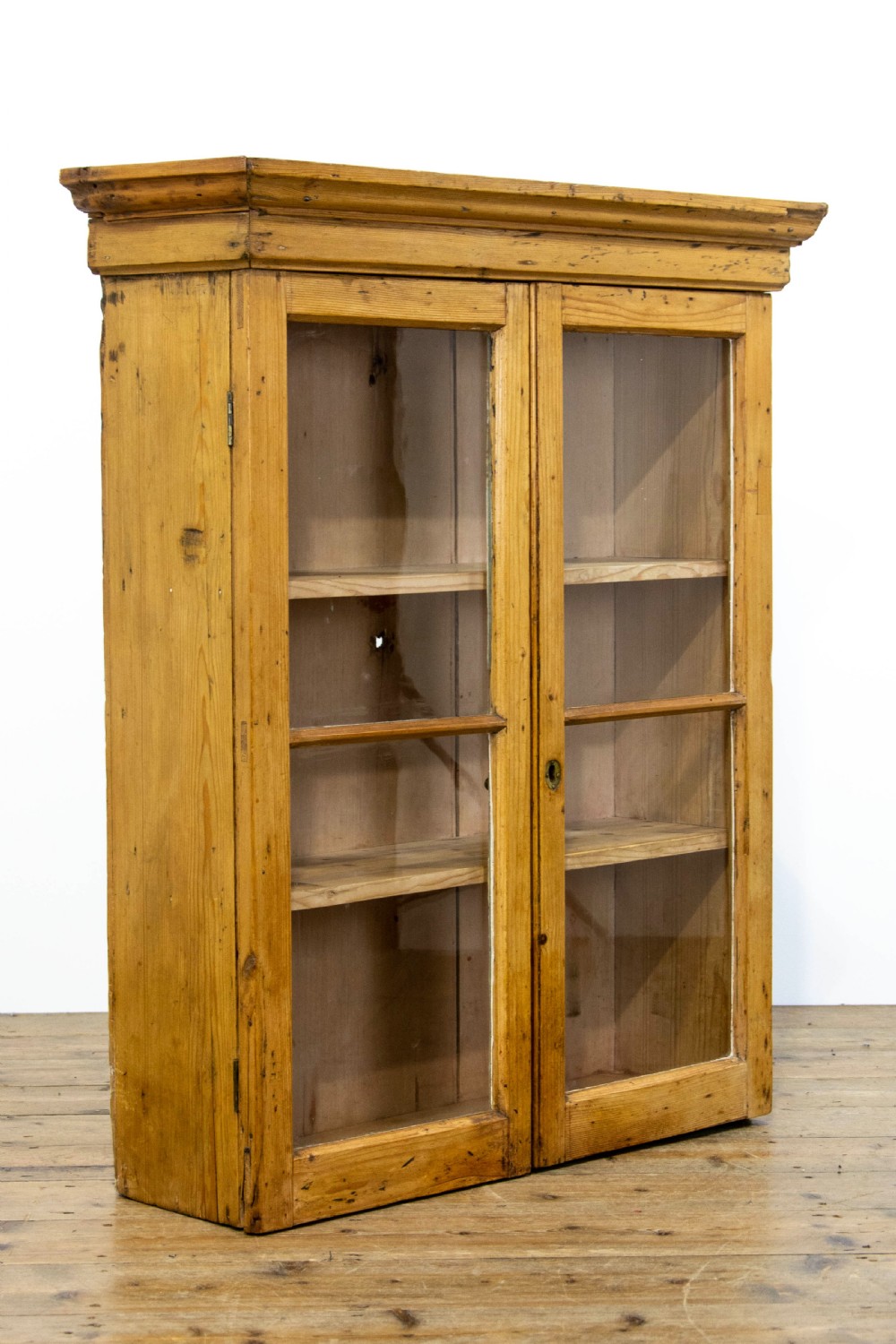 Antique Pine Glazed Two Door Wall Cabinet View VII