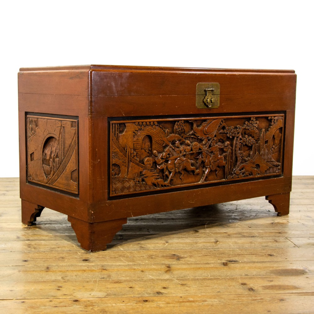 Oriental Carved Camphor Wood Trunk