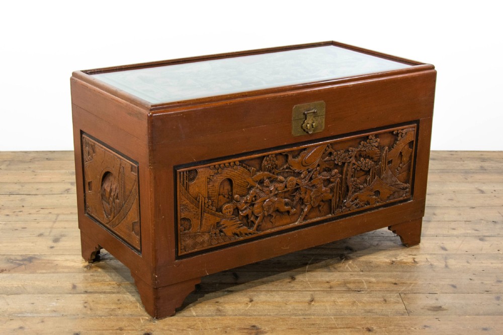 Oriental Carved Camphor Wood Trunk View IV