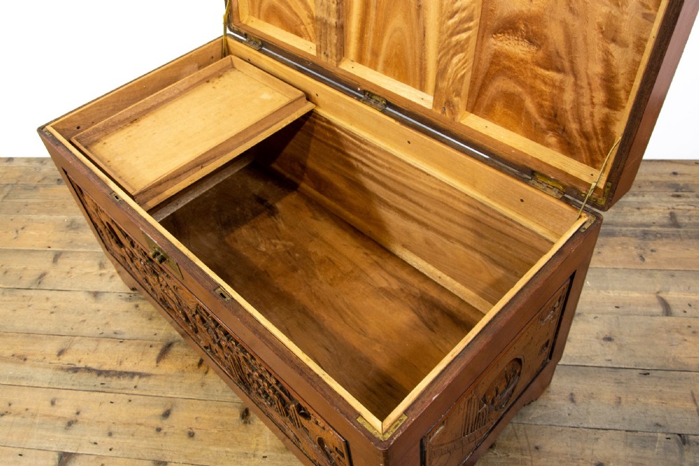 Oriental Carved Camphor Wood Trunk View XI
