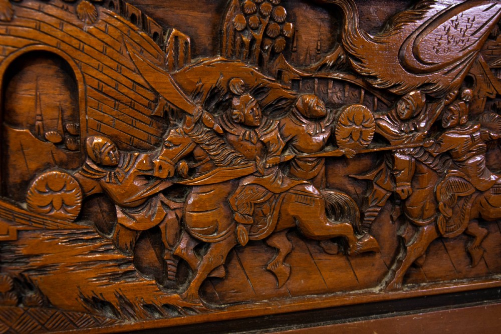 Oriental Carved Camphor Wood Trunk View XII