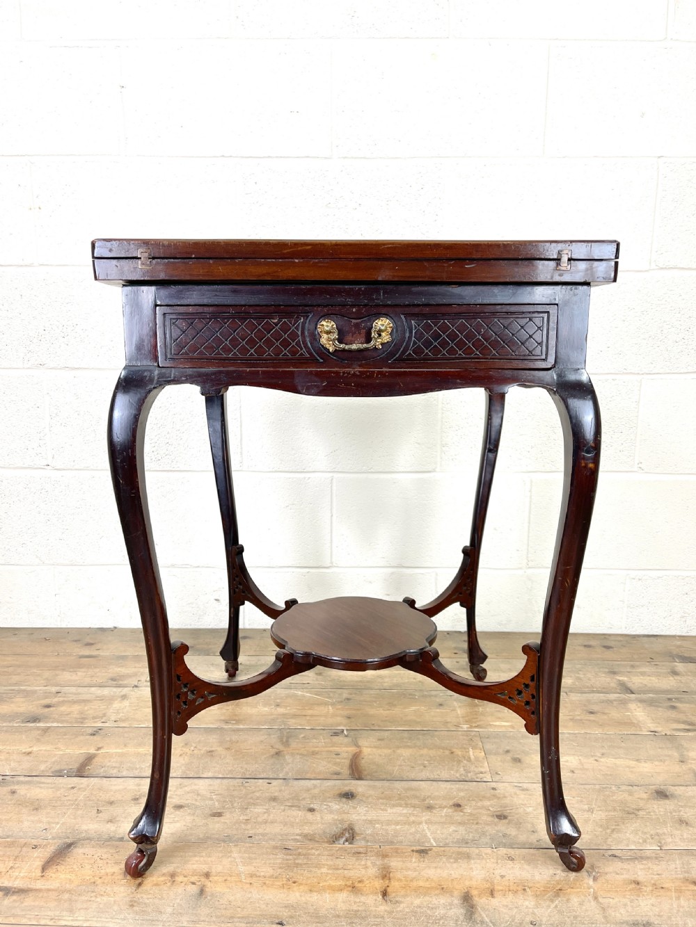 Antique Edwardian Mahogany Games Table View VII