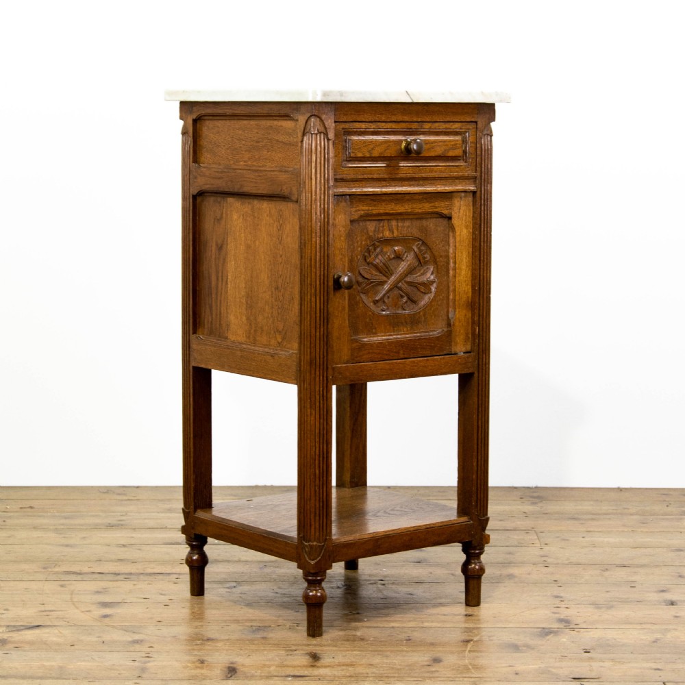 Oak Bedside Table with Marble Top View II