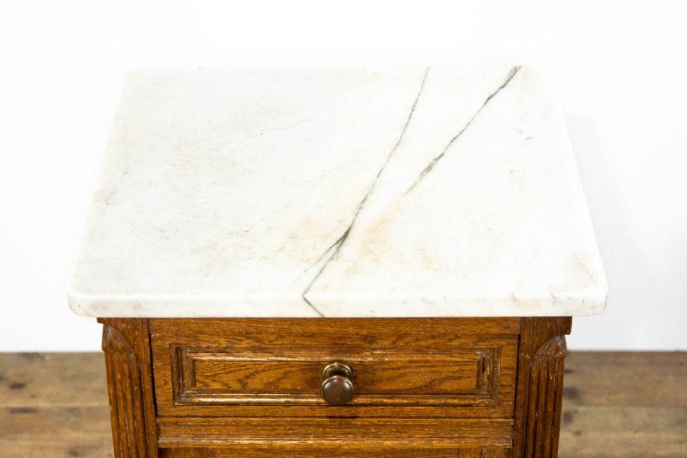 Oak Bedside Table with Marble Top View V