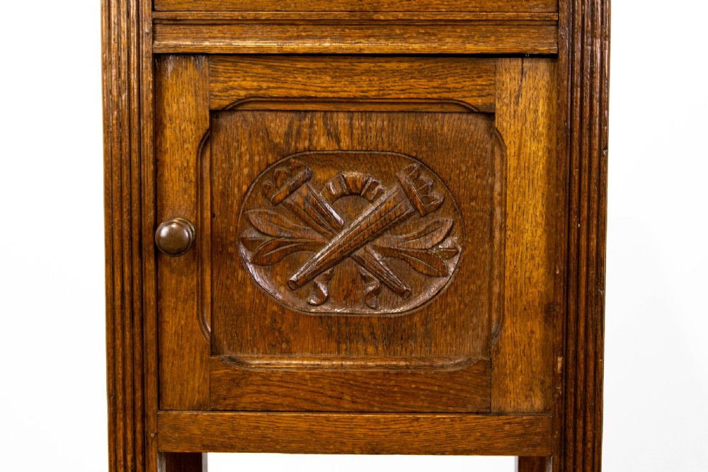 Oak Bedside Table with Marble Top View VI